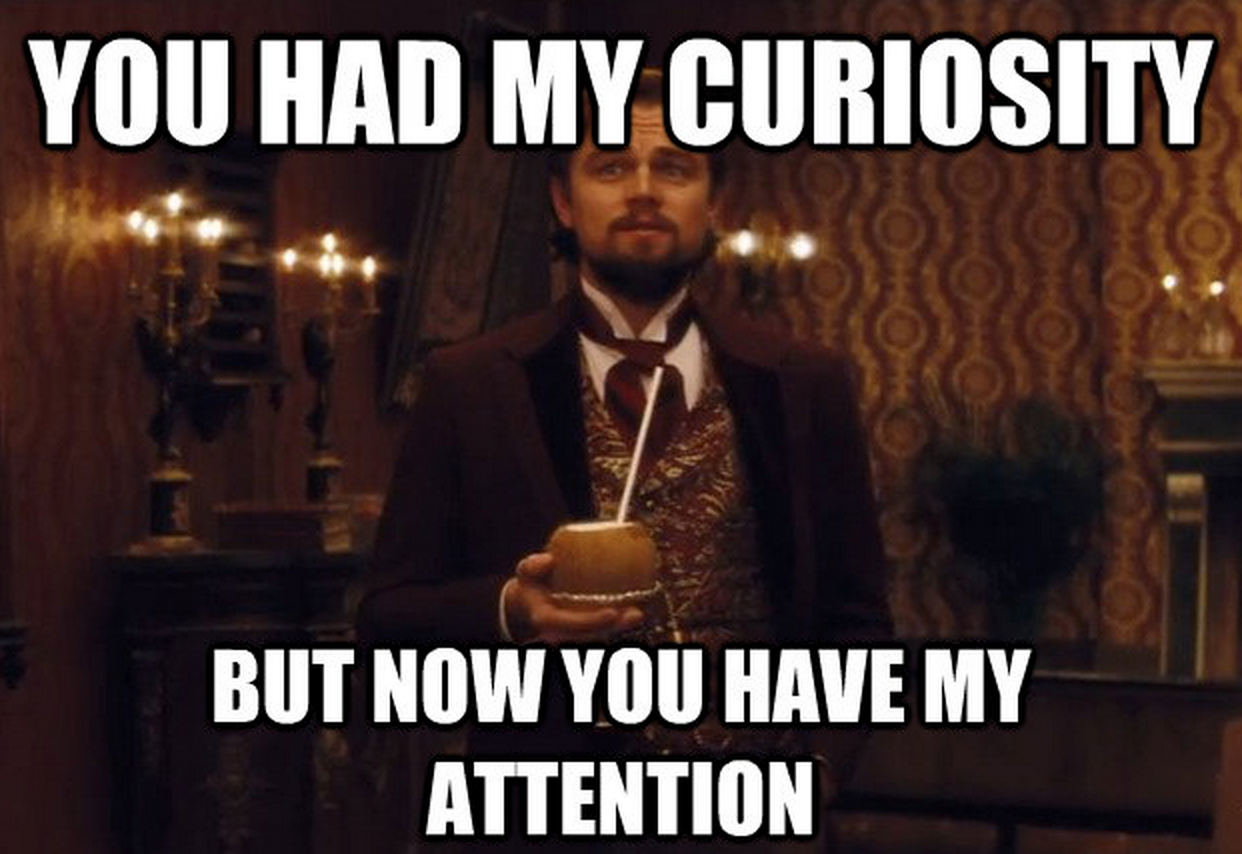 When attention to. You had my Curiosity but Now. You had my Curiosity but Now you have my attention. You had my interest Now you have my attention. But Now you got my attention.