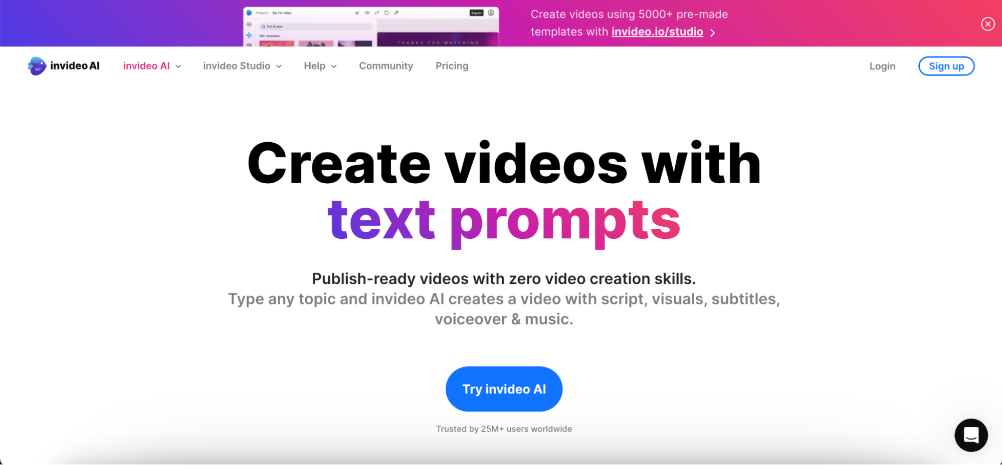 InVideo homepage